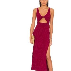 l*space Burgundy Cutout Maxi Dress with Thigh Slit